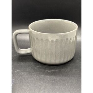 Hearth And Hand Mug Magnolia Gray Grey Ribbed Stoneware Modern Farmhouse Cup EUC